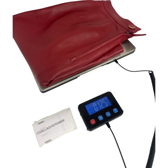 Loewe Womens Nappa Leather Skirt EU 38 US M 4 6 Red Pencil Vintage Knee Length - Picture 7 of 7